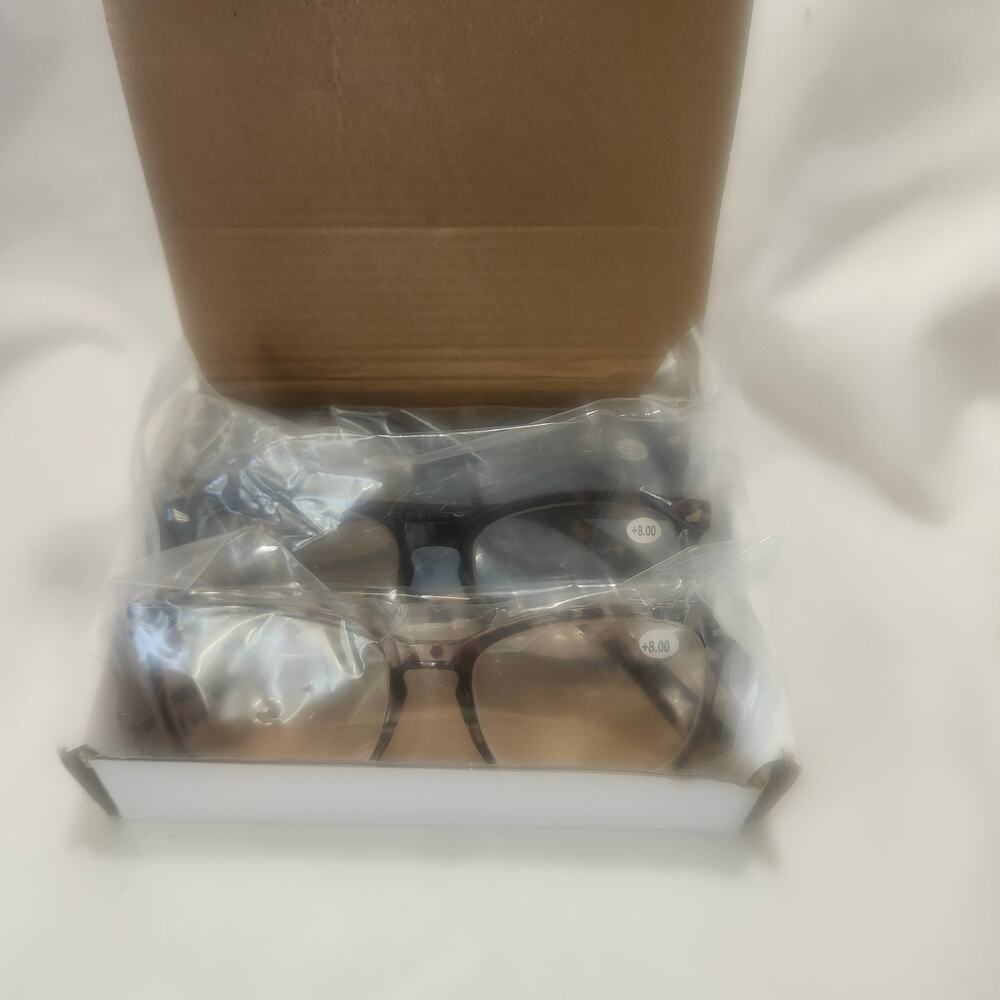 3 Pairs Yogo Vision Magnifying Glasses Black Grey Leopard Brown Havana +8 LB